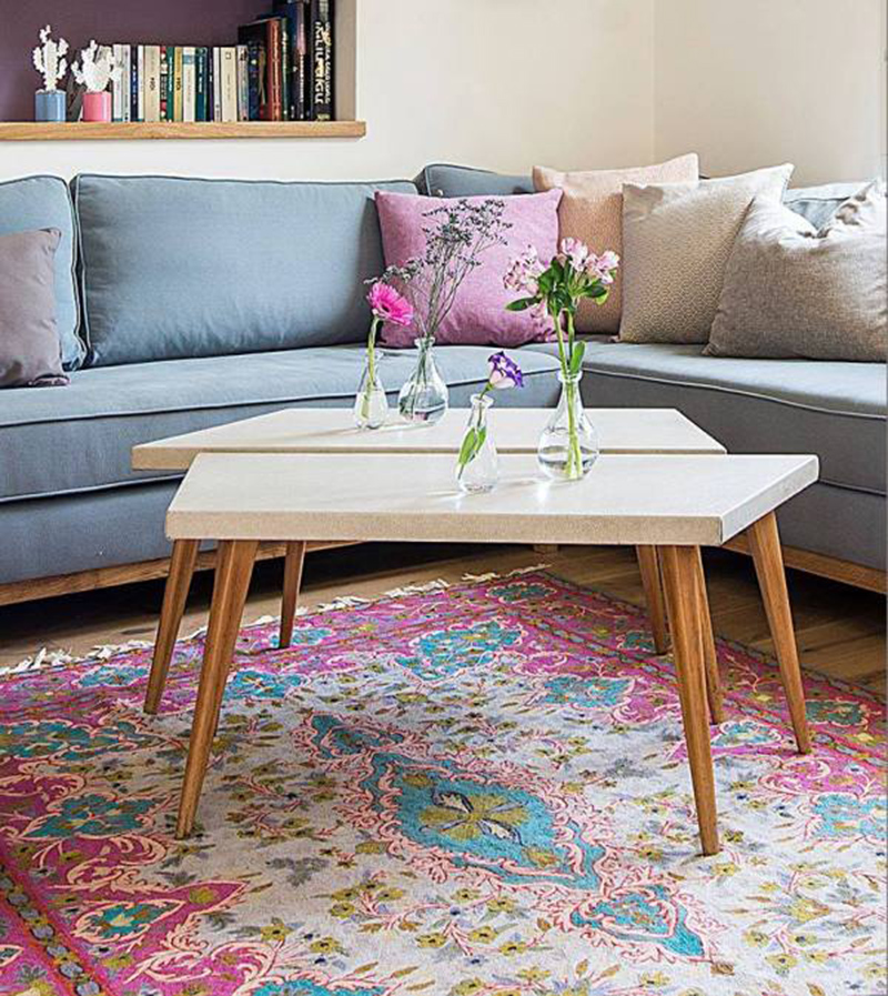 סלון עם שטיח צבעוני 