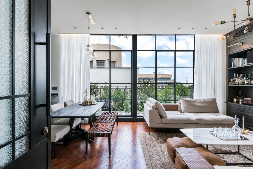 סלון ופינת עבודה מודרני