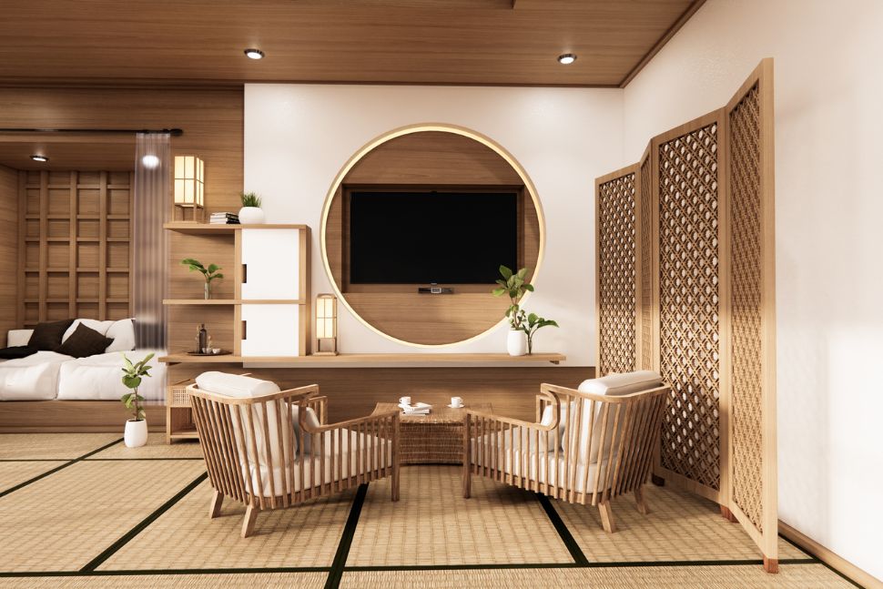 סלון מודרני בסגנון יפני