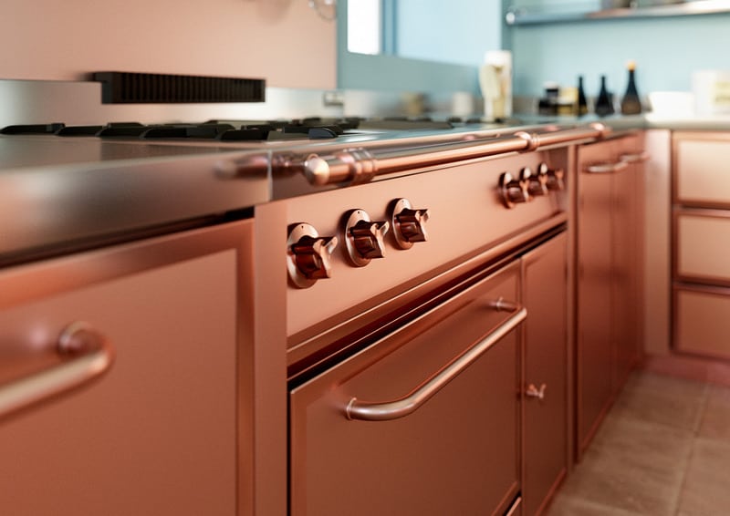 מטבח במראה ברונזה