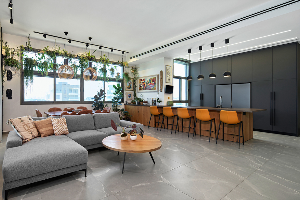 סלון עם עציצים