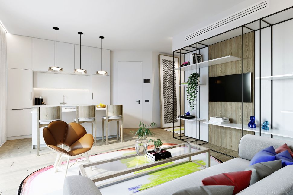 סלון מודרני צבעוני