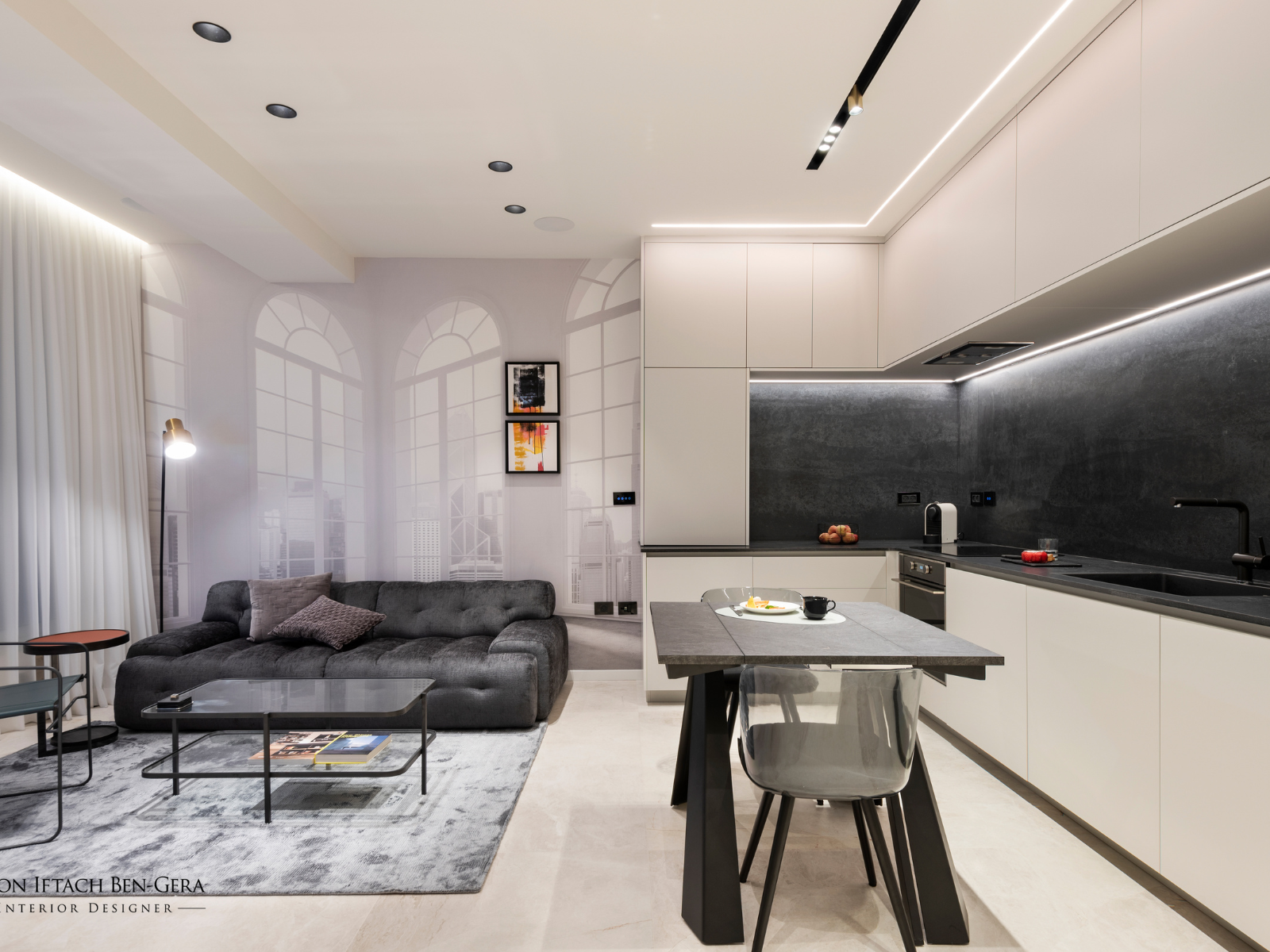 המטבח והסלון בחלל משותף