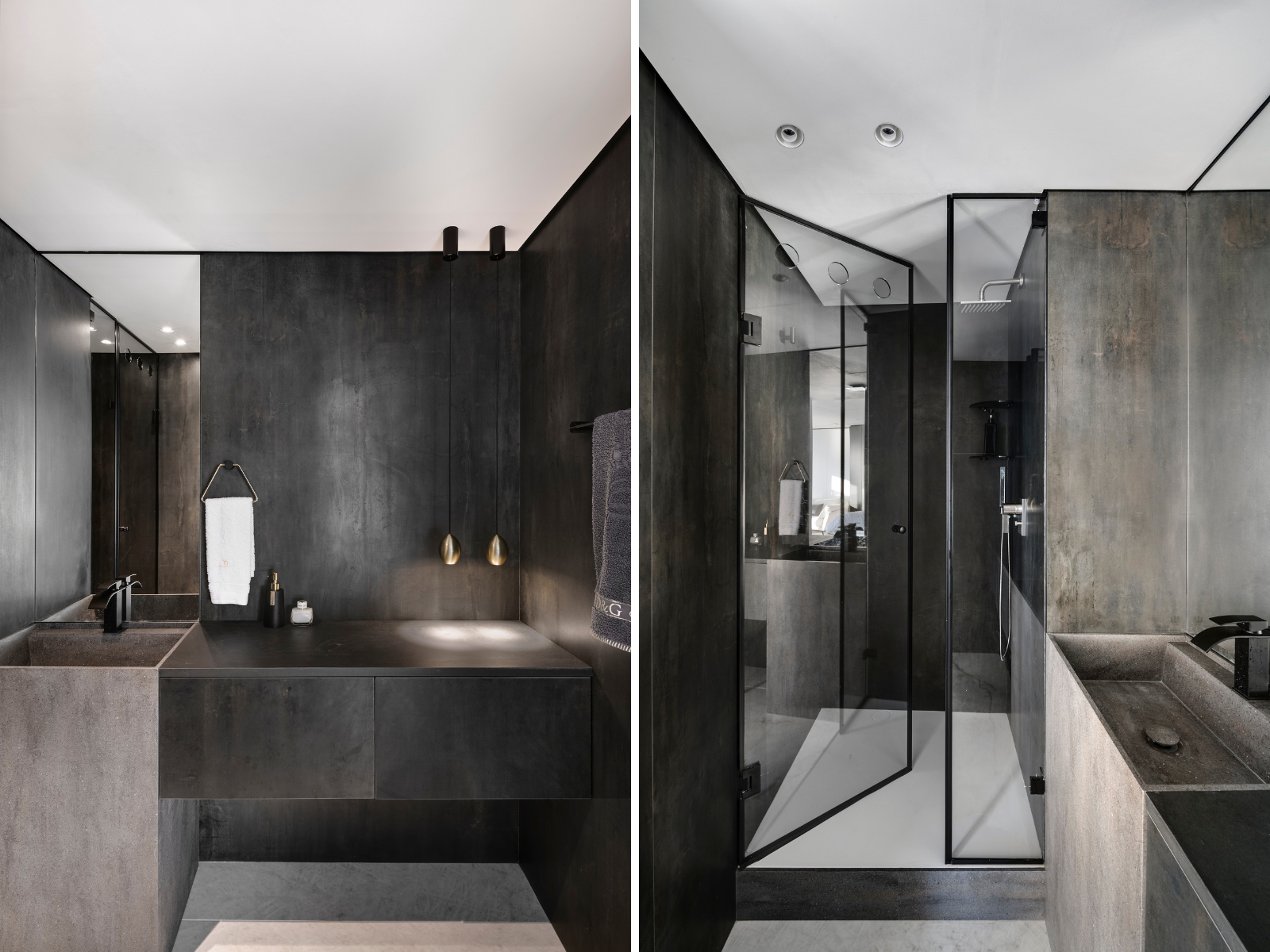 חדר רחצה דרמטי ללא חלונות