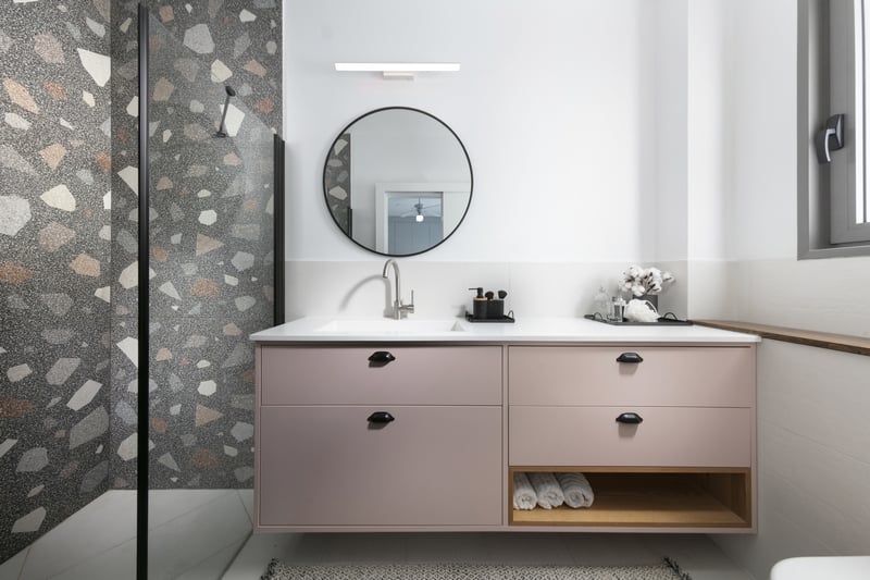 שידת כיור ורודה