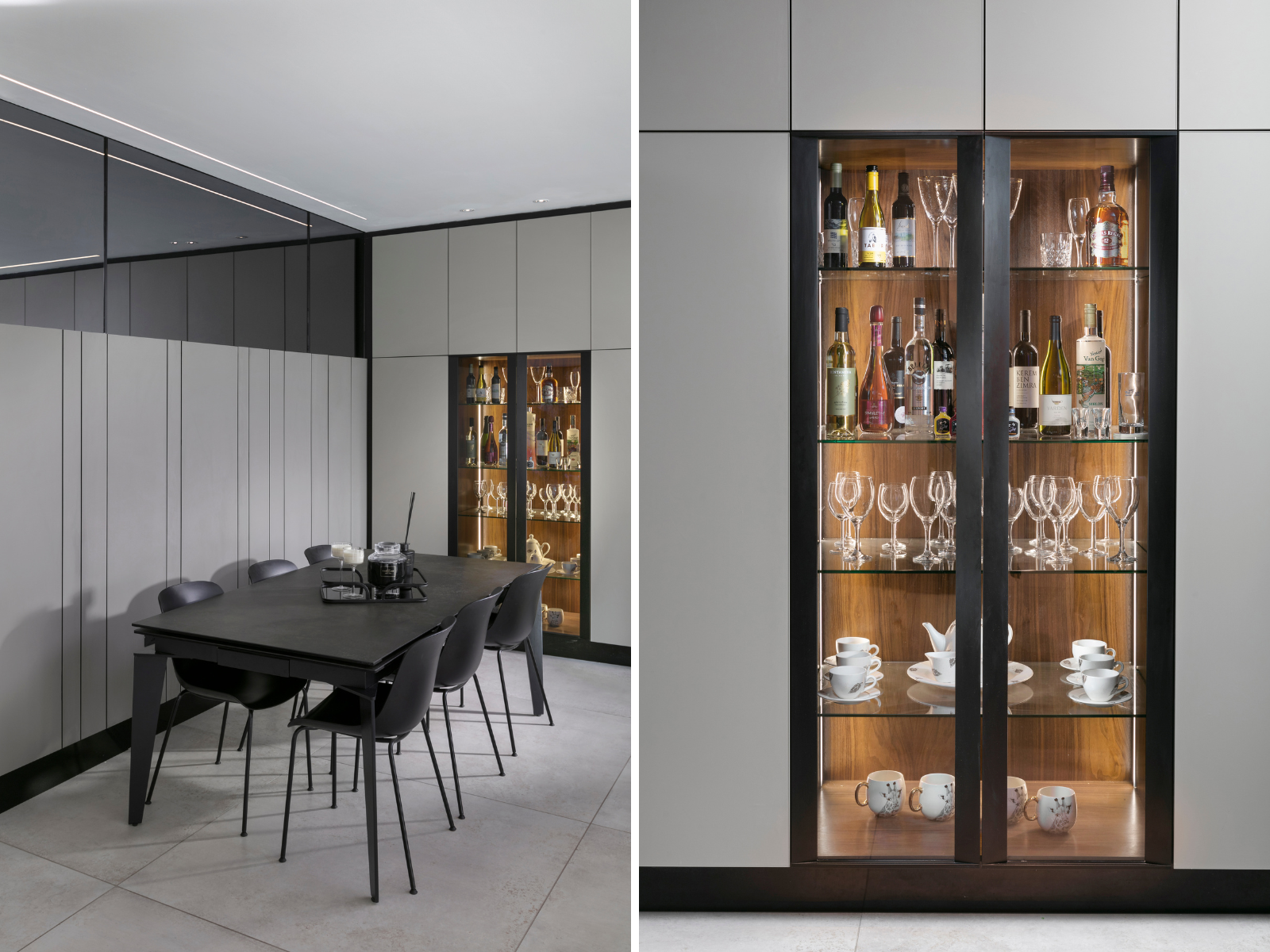 וטרינה עם זכוכית כהה לאחסון בקבוקי יין