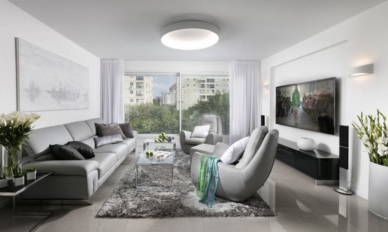 גוונים אפורים בסלון