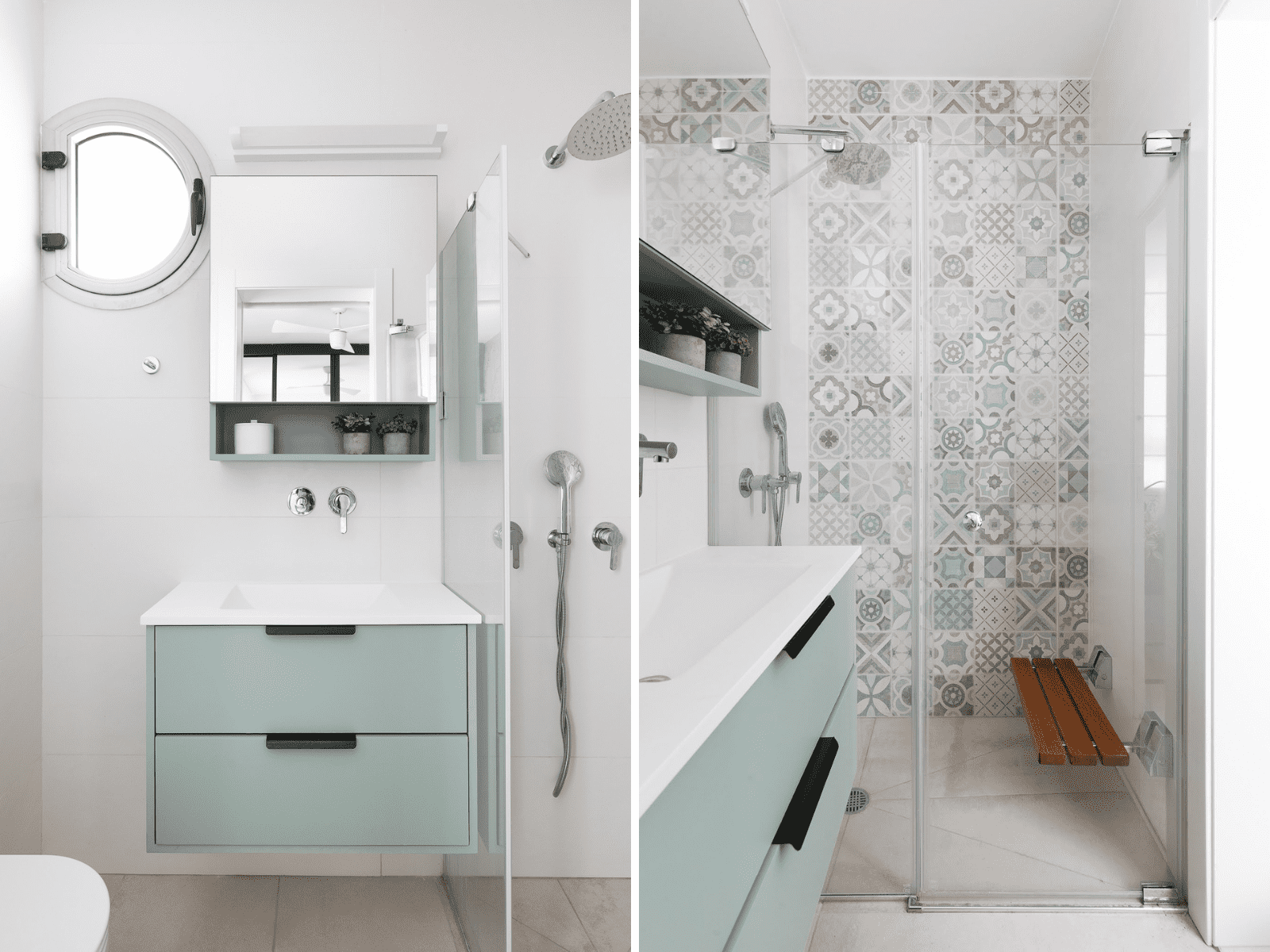 חדר רחצה הורים בסגנון מודרני מרגיע