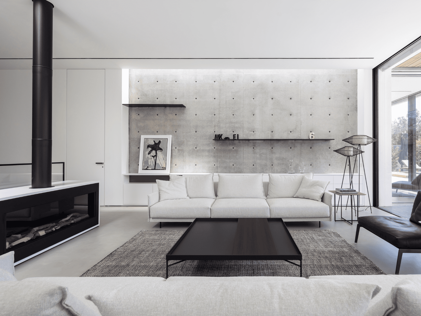 קיר בטון בסלון