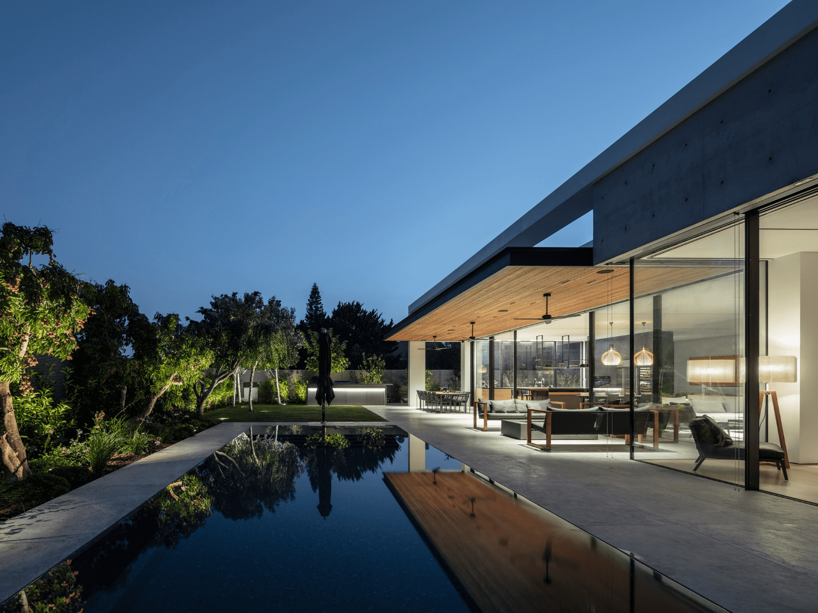 גינה אחורית ובריכת שחייה