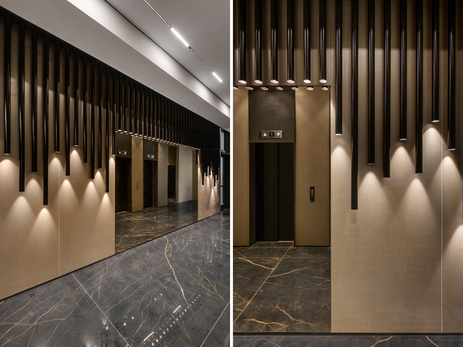 אזור מעליות מעוצבת בהשראת עולם המוזיקה אזור מעליות מעוצבת בהשראת עולם המוזיקה