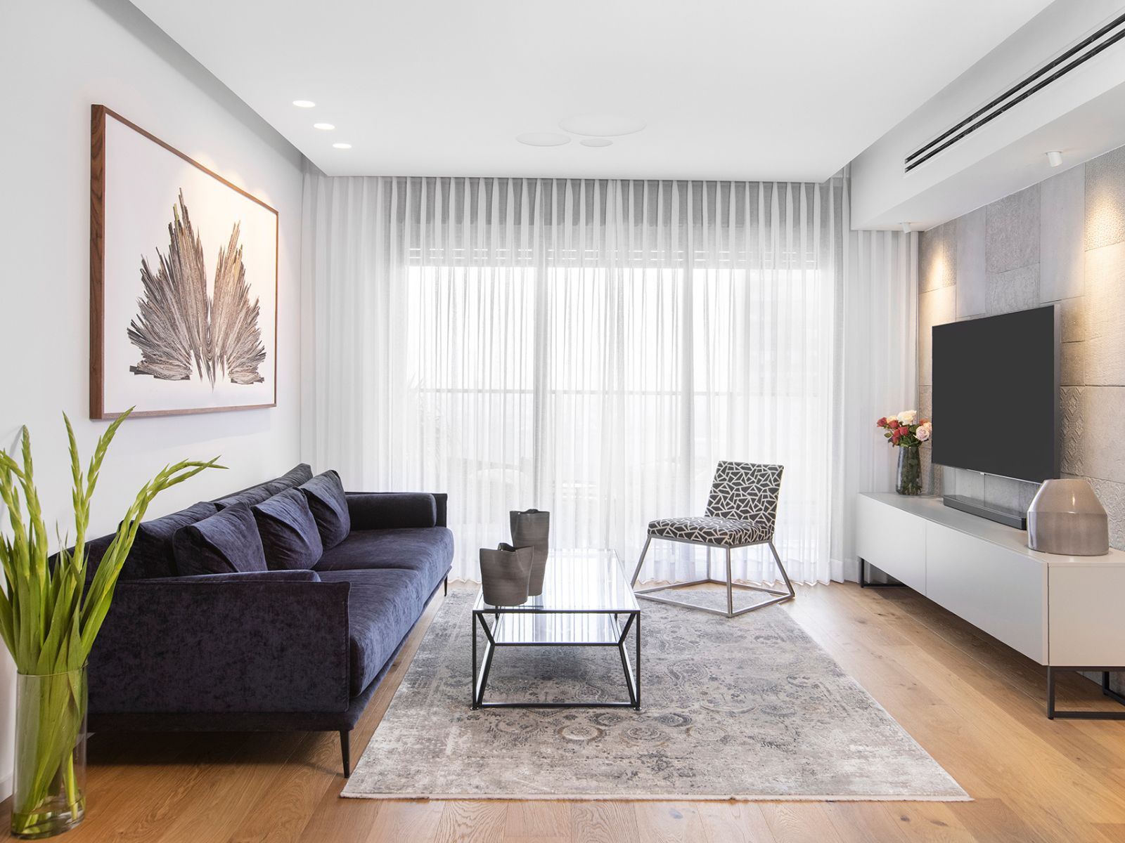 ספה קטיפה כחולה