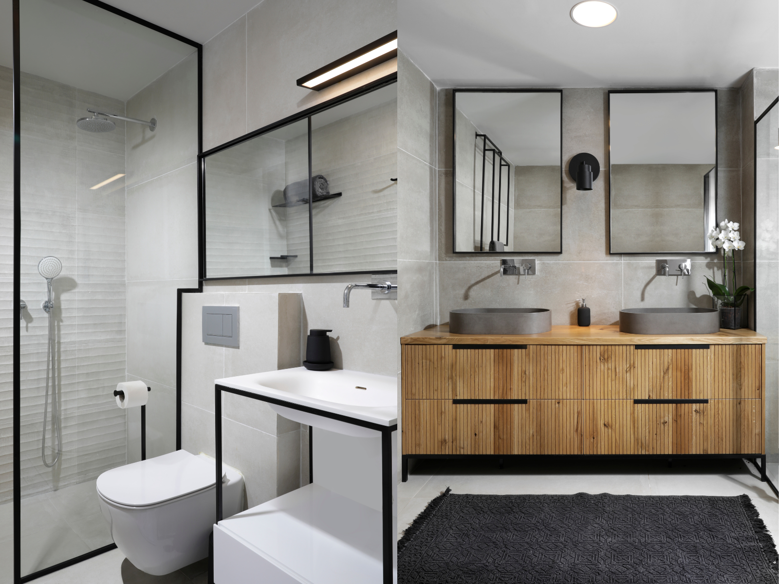 שני חדרי רחצה בדירה מול הים