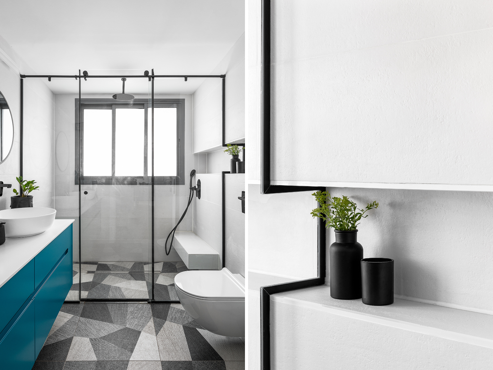 צורות גאומטריות בחדר ברחצה