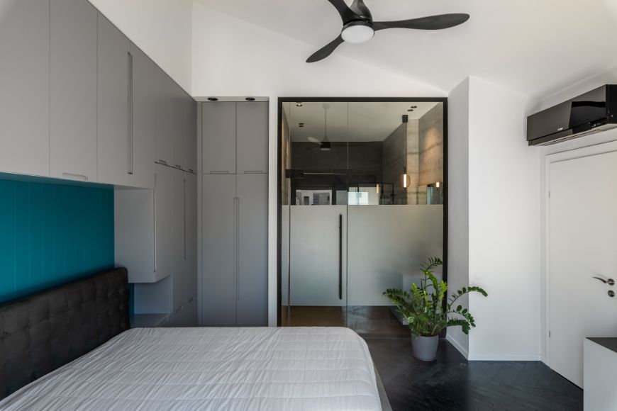 חדר שינה, קיר טורקיז, עיצוב: עדי ורמוס