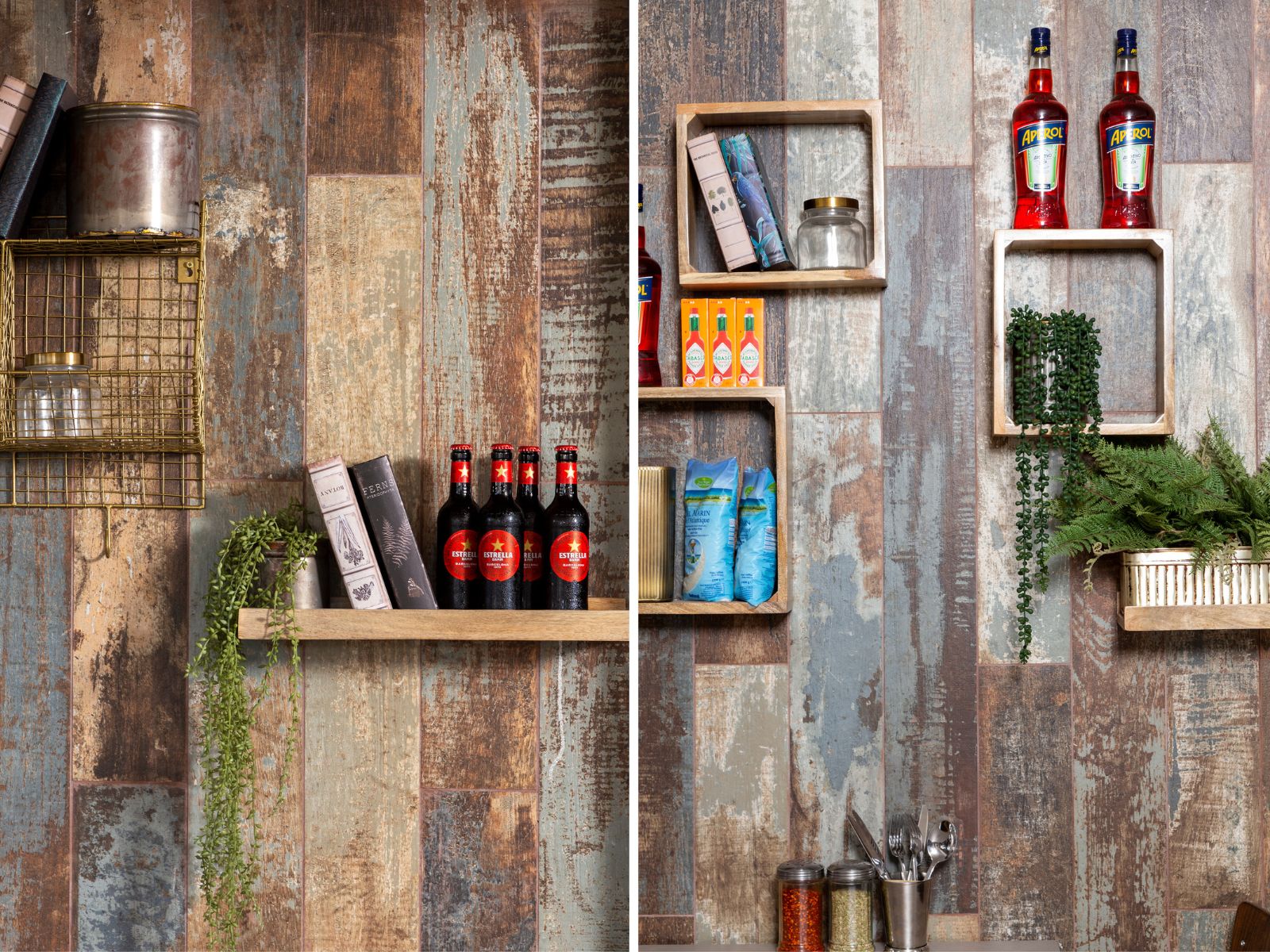 אריחי קרמיקה עץ צבעוני ומשויף