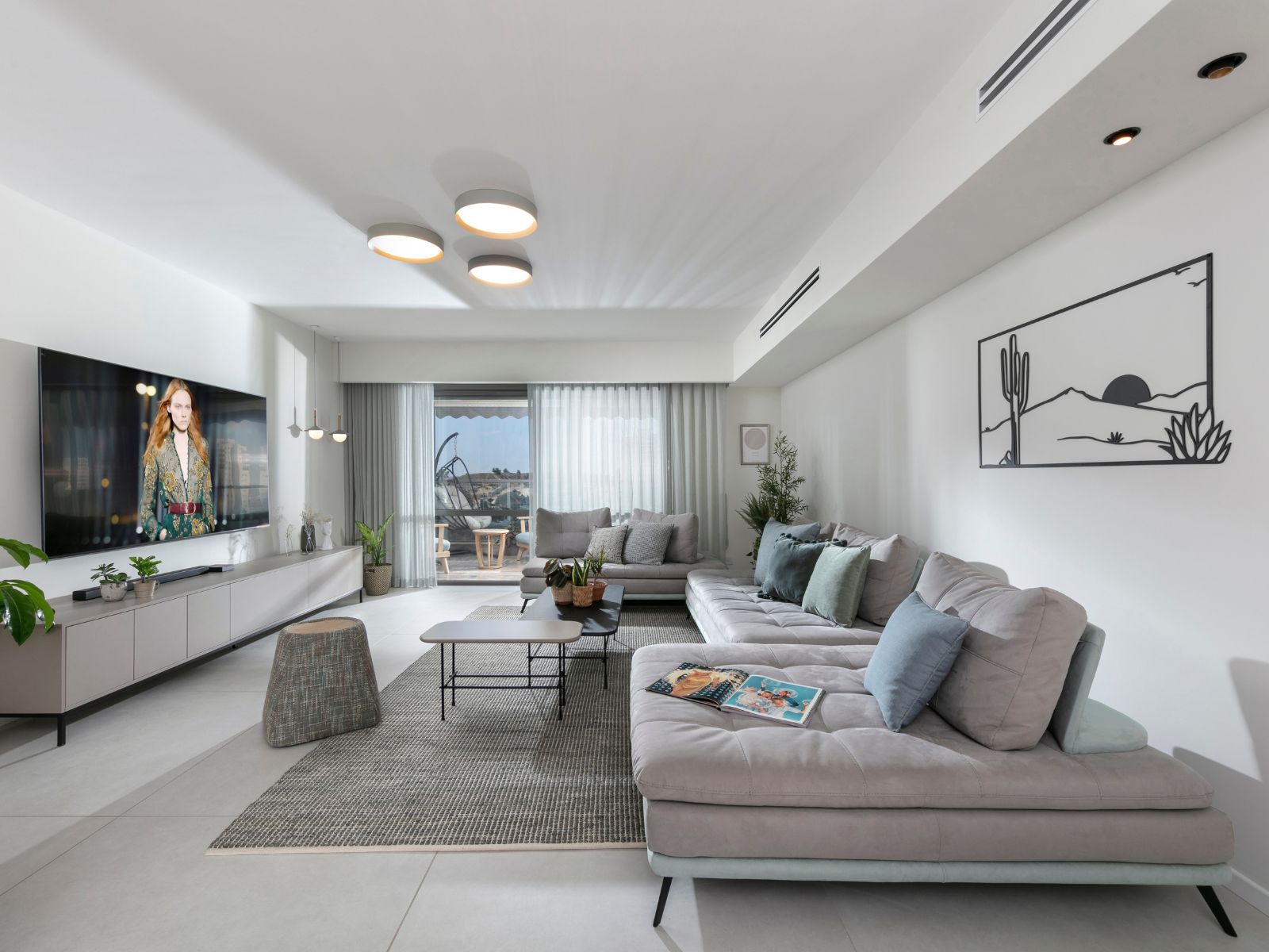 סלון בגוונים רגועים