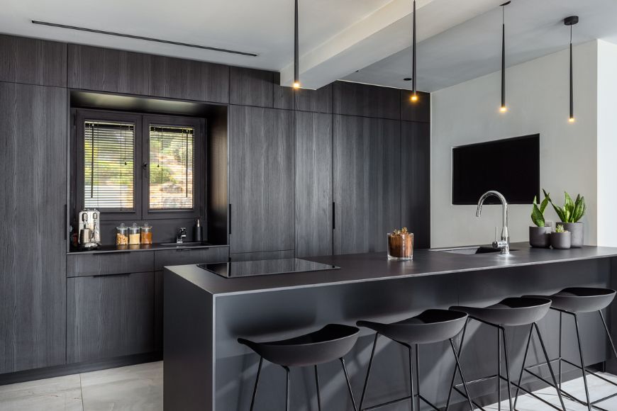 מטבח שחור, עיצוב: רותם פורטל, צילום: מקס מורון