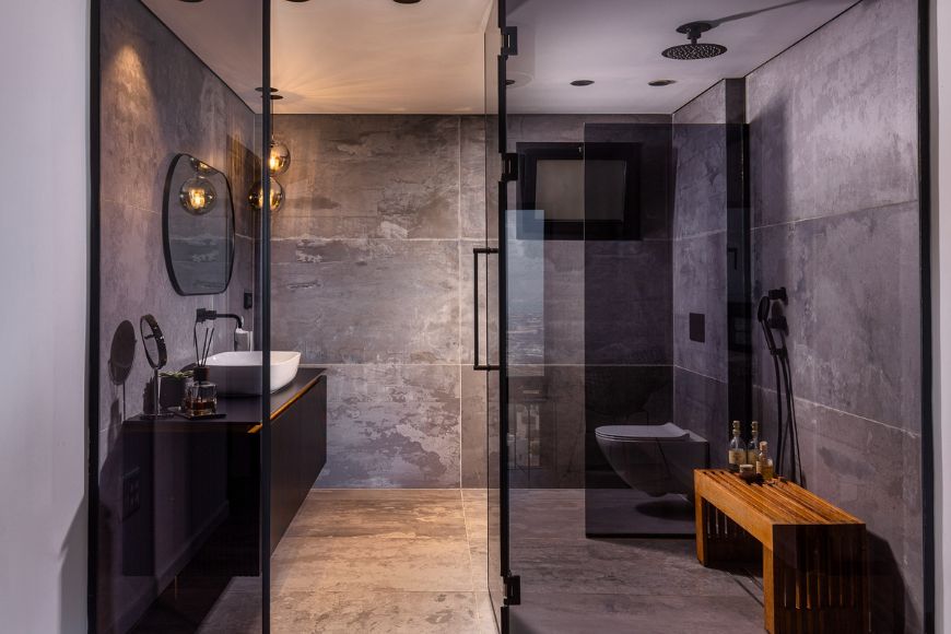 חדר רחצה רחב, עיצוב: רותם פורטל, צילום: מקס מורון