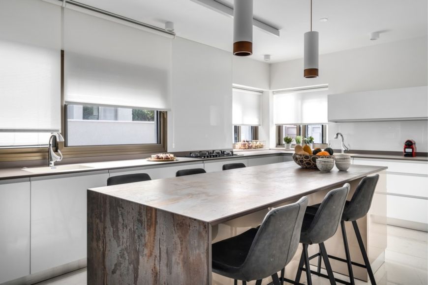 מטבח באי עיצוב: שרון דוד, צילום: מאור מויאל