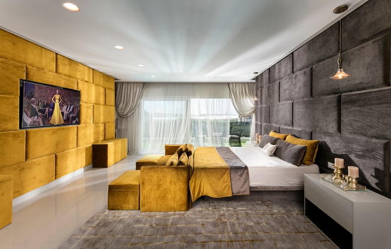 חדר שינה בצבעי צהוב אפור מיוחד