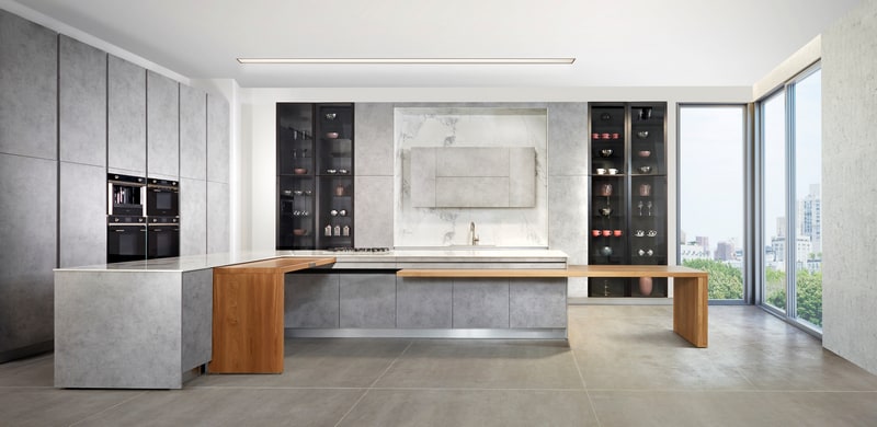 מטבח שיש אפור גדול מעוצב