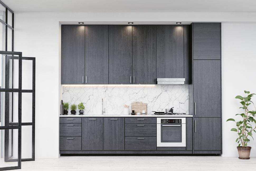 קיר מטבח אפור