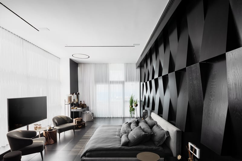 חדר שינה בעיצוב שחור מודרני