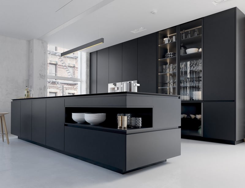 מטבח שחור גדול מעוצב