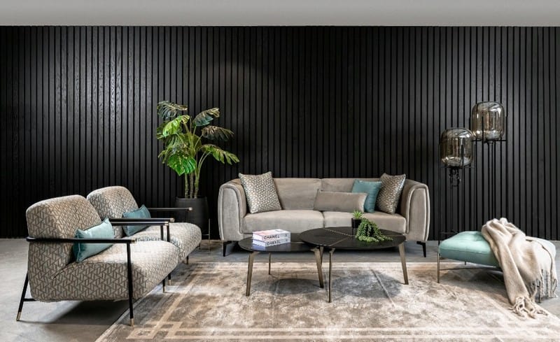 סלון וקיר כוח שחור