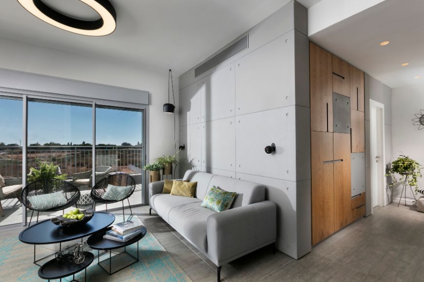 סלון אפור עם נוף, עיצוב: יסכה סטו בורשטיין