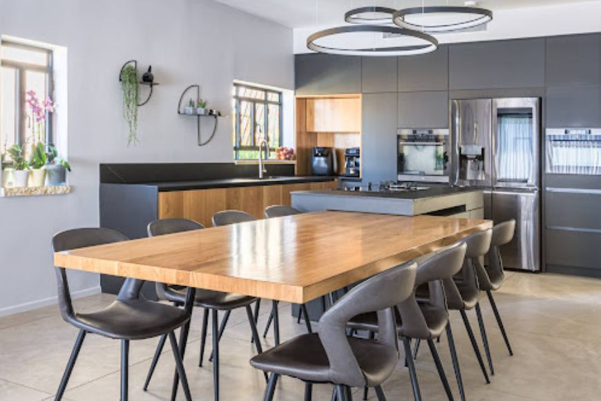 מטבח שחור, פינת אוכל, עיצוב: מיכל אליאל, צילום: אמיר ארליך