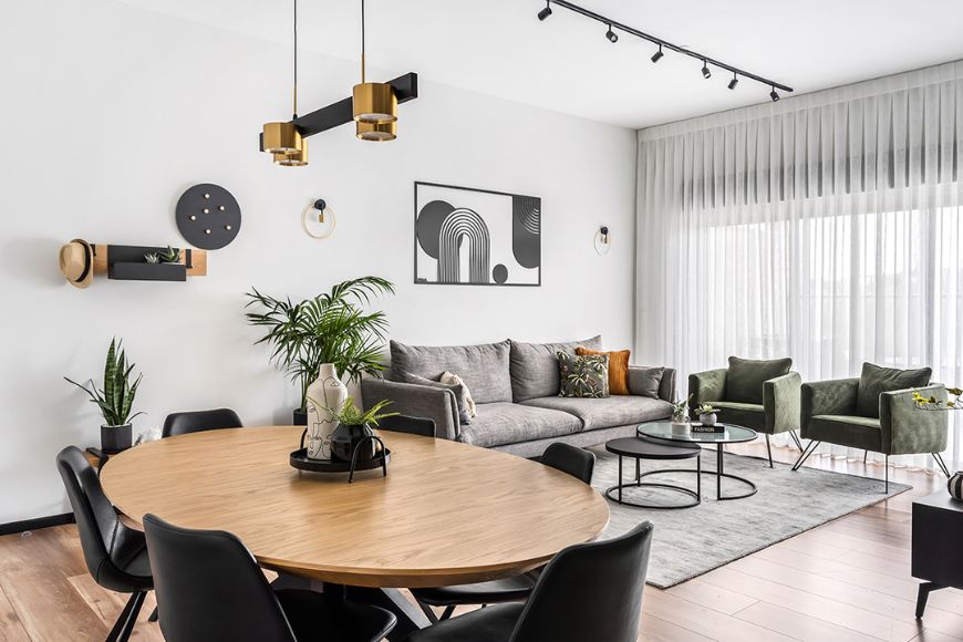 סלון ופינת אוכל, עיצוב: ענבל לוי חורב