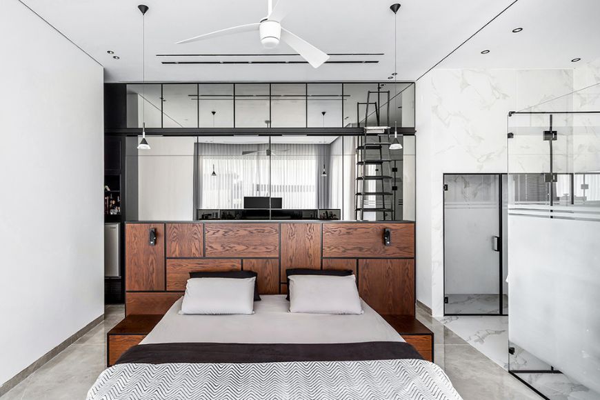 חדר שינה, עיצוב: שרי מיכלוביץ, צילום: אייל גוטמן