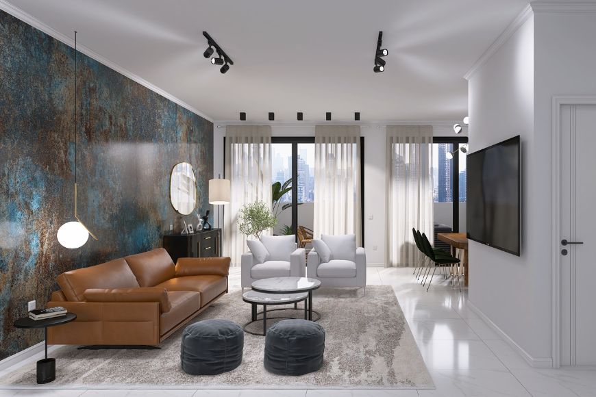 סלון, קיר כוח, עיצוב: אמילי ריבק, צילום: אמילי ריבק וחן אליהו