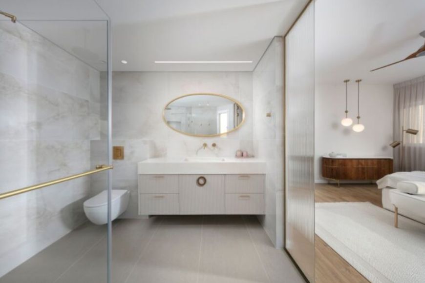 חדר רחצה לבן קלאסי