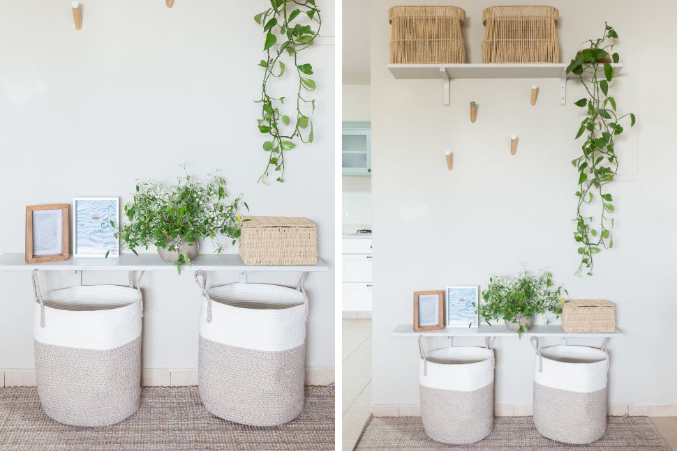 מבואת כניסה . מתלים, סלים ושטיח